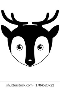 Deer - vector silhouette illustration for logo or pictogram. Silhouette Deer Head - cute picture, smiley for icon or sign.