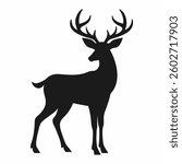 Deer vector Silhouette on white background