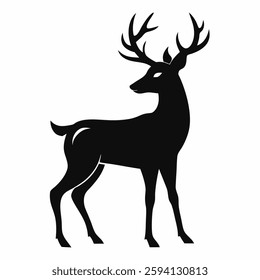 Deer vector Silhouette on White background