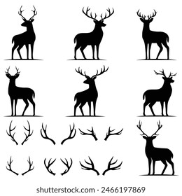 Deer vector silhouettes. Deer icon