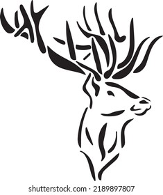 Deer Vector Stencil Black White Stock Vector (Royalty Free) 2189897807 ...