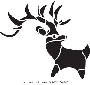 Deer Vector Stencil, Black and White