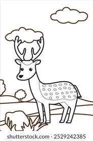 deer with a view of no color. suitable for education for children