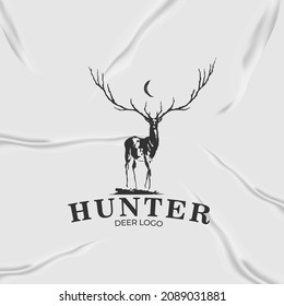 deer vintage logo with abstract background