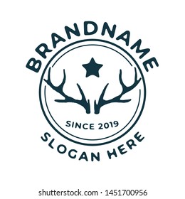 deer vintage logo design template