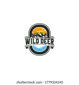 Deer vintage logo design vector