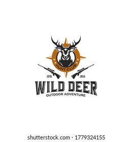 Deer vintage logo design vector