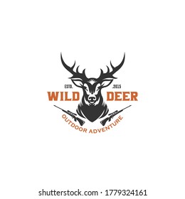 Deer vintage logo design vector