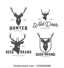 deer and vintage logo template