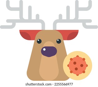 deer and virus illustration in minimal style isolated on background
