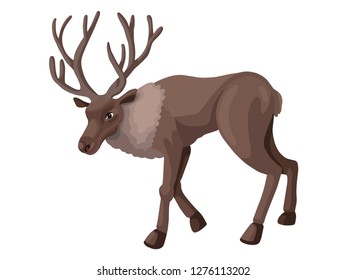 Deer walking  vector isolated character illustration