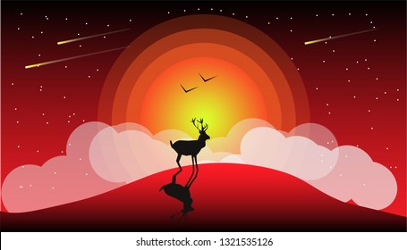 Deer watching the sun.
