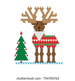 deer is wearing a New Year postcard