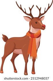 deer wearing a scarf vector illustration fairy tale