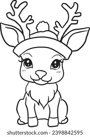 deer wild animal cartoon doodle kawaii anime coloring page cute illustration drawing clipart character chibi manga comic