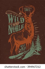 deer / wild deer / nable deer / vintage deer tee print design