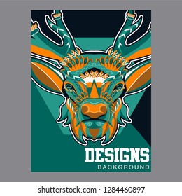 Deer. Wild deer. Vintage illustration typography t-shirt printing