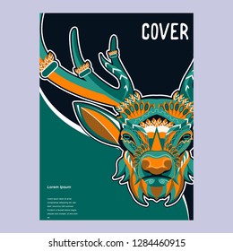 Deer. Wild deer. Vintage illustration typography t-shirt printing