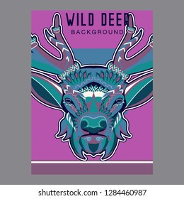 Deer. Wild deer. Vintage illustration typography t-shirt printing