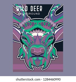 Deer. Wild deer. Vintage illustration typography t-shirt printing