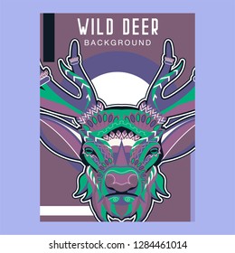 Deer. Wild deer. Vintage illustration typography t-shirt printing