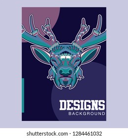 Deer. Wild deer. Vintage illustration typography t-shirt printing