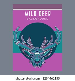 Deer. Wild deer. Vintage illustration typography t-shirt printing