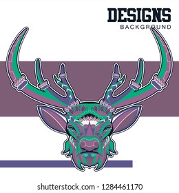Deer. Wild deer. Vintage illustration typography t-shirt printing