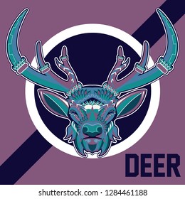 Deer. Wild deer. Vintage illustration typography t-shirt printing