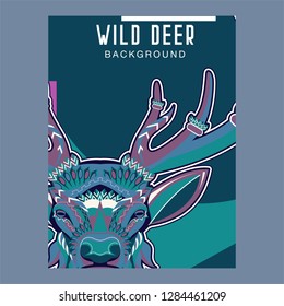 Deer. Wild deer. Vintage illustration typography t-shirt printing