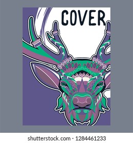 Deer. Wild deer. Vintage illustration typography t-shirt printing