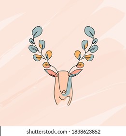 Deer wildlife art drawing minimalism style. vector design illustration.