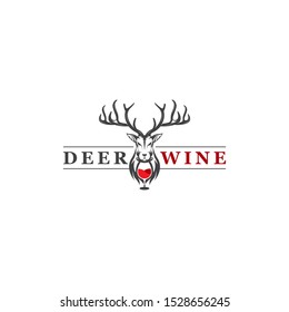Deer Wine Logo Vector Icon Illustration