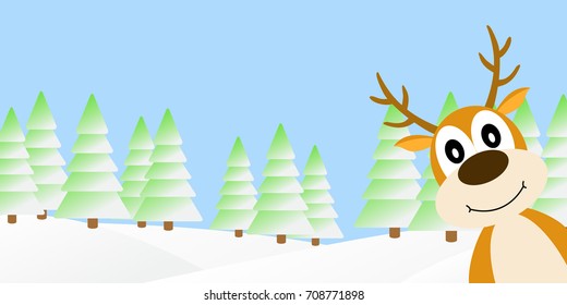 Deer in the winter forest.