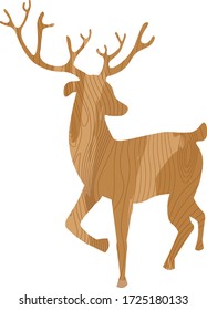 Deer with wooden background. Hand-drawn vector vintage illustration.