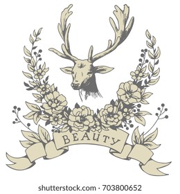 Deer with wreath