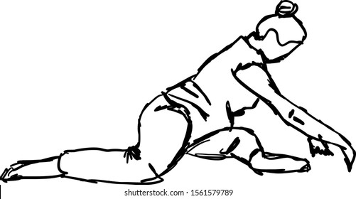 Deer yoga pose, illustration, vector on white background.