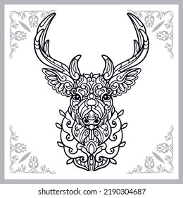 Deer zentangle arts isolated on white background