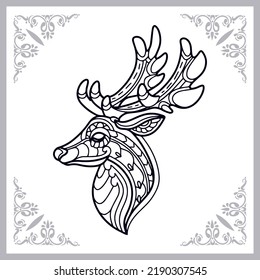 Deer zentangle arts isolated on white background
