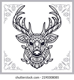 Deer zentangle arts isolated on white background