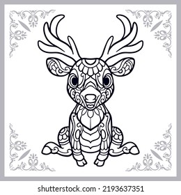 Deer zentangle arts isolated on white background