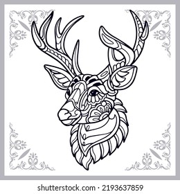 Deer zentangle arts isolated on white background