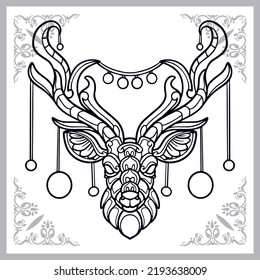 Deer zentangle arts isolated on white background