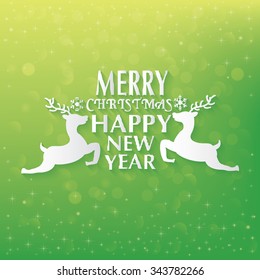 Deer,Christmas concept on green background,vector