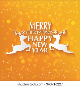 Deer,christmas concept on yellow  background,vector