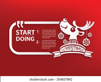 Deer,Christmas Design and text box,vector