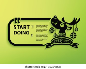 Deer,christmas Design and text box,vector