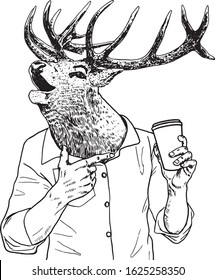deerman drawing with coffee.