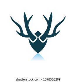 Deer's Antlers Icon. Shadow Reflection Design. Vector Illustration.