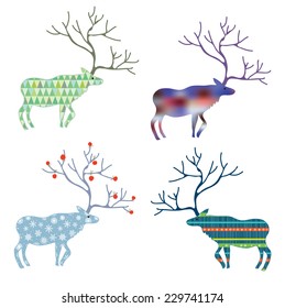 Deers with different pattern set for Christmas holidays